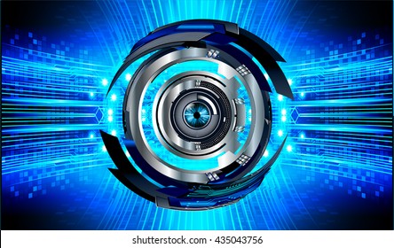 blue abstract light hi speed internet technology background illustration, Background conceptual image of digital. Cyber security concept, Cyber data digital. eye scan virus computer. vector