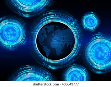blue abstract light hi speed internet technology background illustration, Background conceptual image of digital. Cyber security concept, Cyber data digital. eye scan virus computer. vector. world