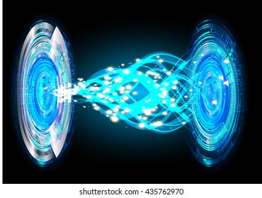 blue abstract light hi speed internet technology background illustration, Background conceptual image of digital. Cyber security concept, Cyber data digital. eye scan virus computer. vector