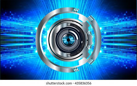 blue abstract light hi speed internet technology background illustration, Background conceptual image of digital. Cyber security concept, Cyber data digital. eye scan virus computer. vector