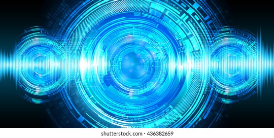 blue abstract light hi speed internet technology background illustration, Background conceptual image of digital. Cyber security concept, Cyber data digital. eye scan virus computer. vector