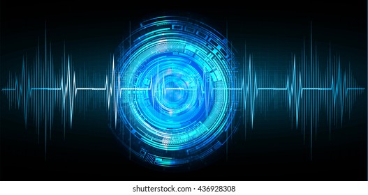 blue abstract light hi speed internet technology background illustration, Background conceptual image of digital, Cyber data digital. eye scan virus computer. vector. EKG wave. electrocardiogram