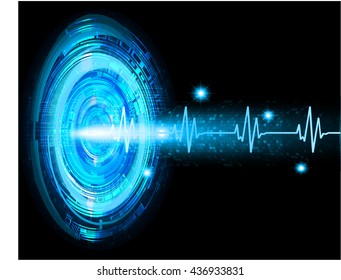 blue abstract light hi speed internet technology background illustration, Background conceptual image of digital. Cyber security concept, Cyber data digital, electrocardiogram wave, EKG