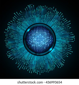 blue abstract light hi speed internet technology background illustration, Background conceptual image of digital. Cyber security concept, Cyber data digital. eye scan virus computer. vector