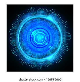 blue abstract light hi speed internet technology background illustration, Background conceptual image of digital. Cyber security concept, Cyber data digital. eye scan virus computer. vector