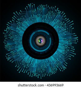blue abstract light hi speed internet technology background illustration, Background conceptual image of digital. Cyber security concept, Cyber data digital. eye scan virus computer. vector