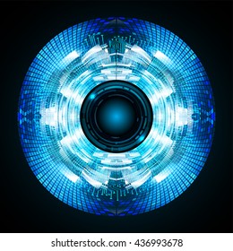 blue abstract light hi speed internet technology background illustration, Background conceptual image of digital. Cyber security concept, Cyber data digital. eye scan virus computer. vector