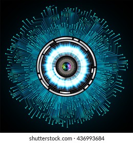 blue abstract light hi speed internet technology background illustration, Background conceptual image of digital. Cyber security concept, Cyber data digital. eye scan virus computer. vector
