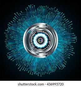 blue abstract light hi speed internet technology background illustration, Background conceptual image of digital. Cyber security concept, Cyber data digital. eye scan virus computer. vector