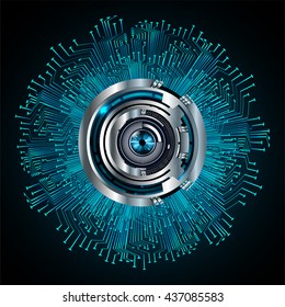 blue abstract light hi speed internet technology background illustration, Background conceptual image of digital. Cyber security concept, Cyber data digital. eye scan virus computer. vector