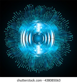blue abstract light hi speed internet technology background illustration, Background conceptual image of digital. Cyber security concept, Cyber data digital. eye scan virus computer. vector