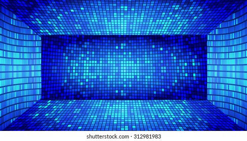 blue Abstract light lamps background for Technology computer graphic website internet and business.. Screen on stage.Vector illustration.Spot Effect. neon.point, platform, Spotlights.room chamber