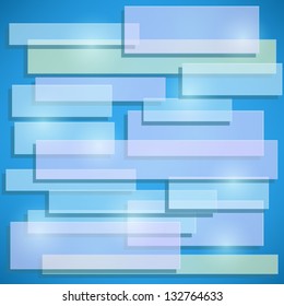 Blue Abstract Light Blue Shiny Card. Vector Background with Rectangle Bands