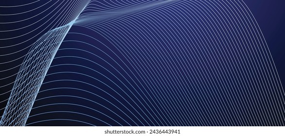 Diseño de imagen de vector de banner de fondo de línea abstracta azul