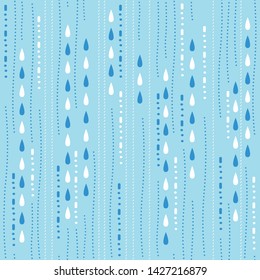 Blue Abstract Line Vector Rain Drop Background Seamless Pattern