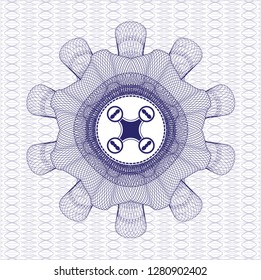 Blue abstract linear rosette with air drone icon inside