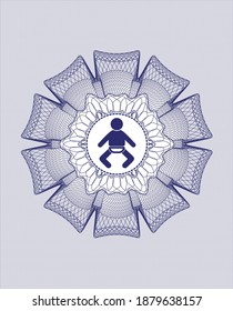 Blaues abstraktes lineares Rosette. mit Babysymbol innen