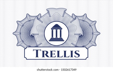Blue abstract linear rosette with bank icon and Trellis text inside