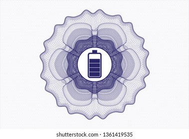 Blue abstract linear rosette with battery icon inside