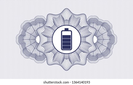 Blue abstract linear rosette with battery icon inside
