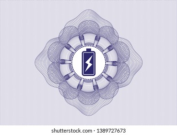 Blue abstract linear rosette with battery charging icon inside