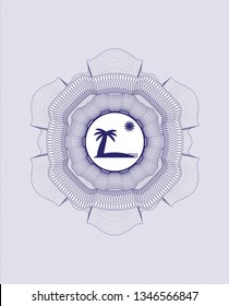 Blue abstract linear rosette with beach icon inside