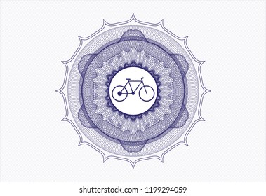 Blue abstract linear rosette with bike icon inside