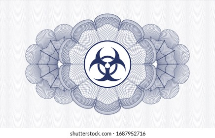 Rosette lineal abstracto azul con icono de riesgo biológico dentro