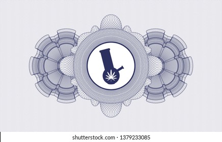 Blue abstract linear rosette with bong of marijuana icon inside