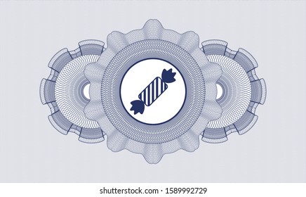 Blue abstract linear rosette with candy icon inside