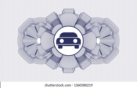 Blue abstract linear rosette with car seen from front icon inside