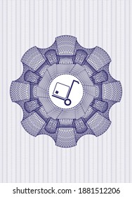 Blue abstract linear rosette. with cargo icon inside