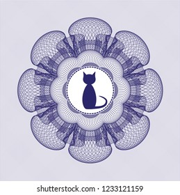 Blue abstract linear rosette with cat icon inside