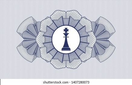 Blue abstract linear rosette with chess king icon inside