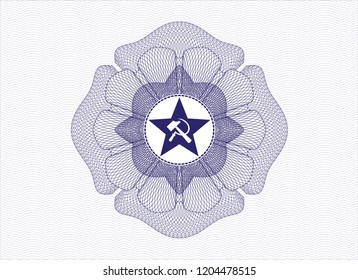 Blue abstract linear rosette with communism icon inside