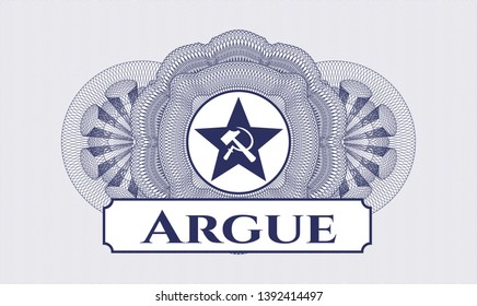 Blue abstract linear rosette with communism icon and Argue text inside