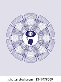 Blue abstract linear rosette with depression icon inside
