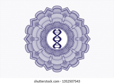 Blue abstract linear rosette with dna icon inside