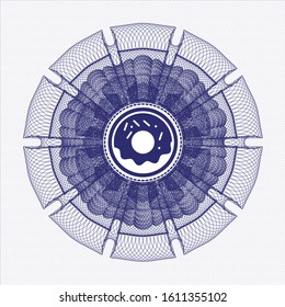 Blue abstract linear rosette with donut icon inside