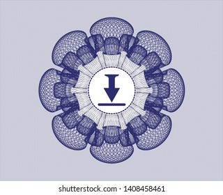 Blue abstract linear rosette with download icon inside