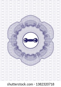 Blue abstract linear rosette with dumbbell icon inside