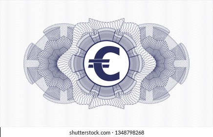 Blue abstract linear rosette with euro icon inside