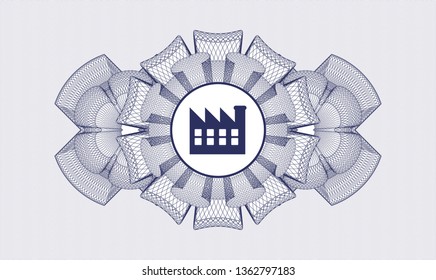 Blue abstract linear rosette with factory icon inside