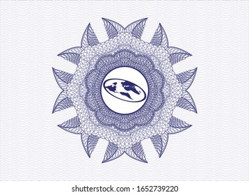 Blue abstract linear rosette with flat earth icon inside