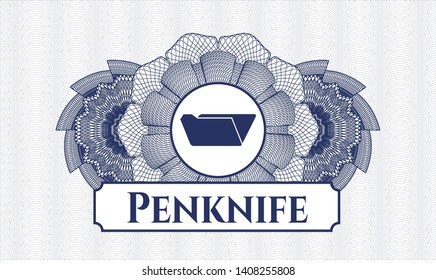 Blue abstract linear rosette with folder icon and Penknife text inside