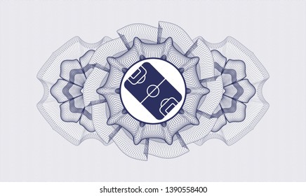 Blue abstract linear rosette with football field icon inside