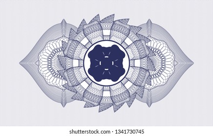 Blue abstract linear rosette with four leaf clover icon inside