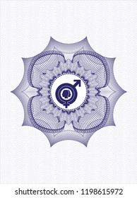 Blue abstract linear rosette with gender dysphoria icon inside