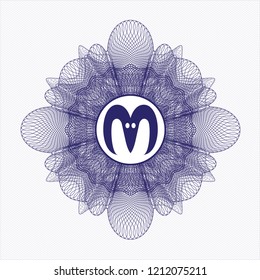 Blue abstract linear rosette with goat head icon inside
