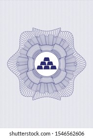 Blue abstract linear rosette with gold bullion icon inside